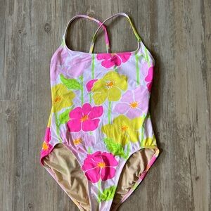 Vintage Lilly Pulitzer bathing swim suit one piece floral size 8